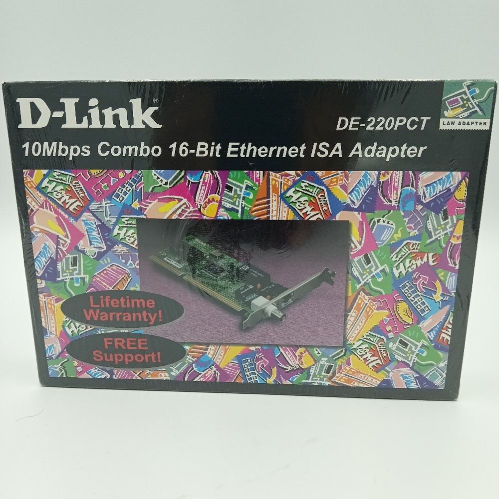 D-Link DE-220PCT 10Mbps Combo 16-Bit Ethernet ISA Adapter-New Sealed Unopened